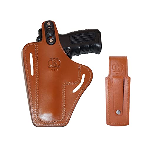 Koltster K31105 2 Slot Pancake Leather Holster Thumb Break Closed-End Rh & Single Magazine Pouch Fits Cz 75 #TOP1