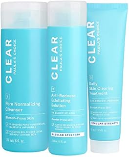 Paula's Choice CLEAR Regular Strength Acne Kit, 2% Salicylic Acid & 2.5% Benzoyl Peroxide for Facial Acne & Pores, Redness Relief, PACKAGING MAY VARY