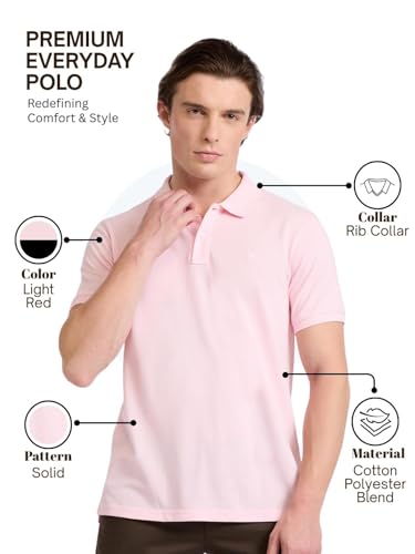 Image of Parx Men Regular Fit Solid Pattern Cotton Polyester Blend Half Sleeve Polo Neck Casual T-Shirt
