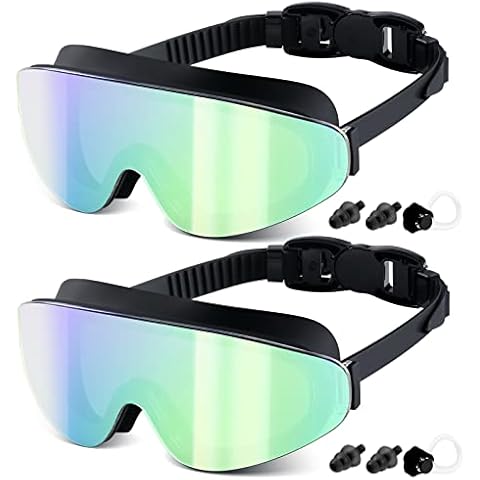 MAMBAOUT Kids Swim Goggles for Age 6-12, 2-Pack Frameless Kids Goggles for Swimming, Anti-Fog, Waterproof, Boys & Girls Cover