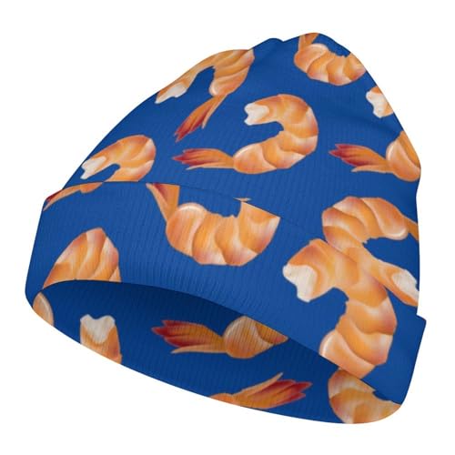 Shrimp Pattern Sea Food Kids Beanie Hat for for Girls Boys Children Cap Winter Knitted Chemo Cancer Headwear Accessories Gifts Decoration Black