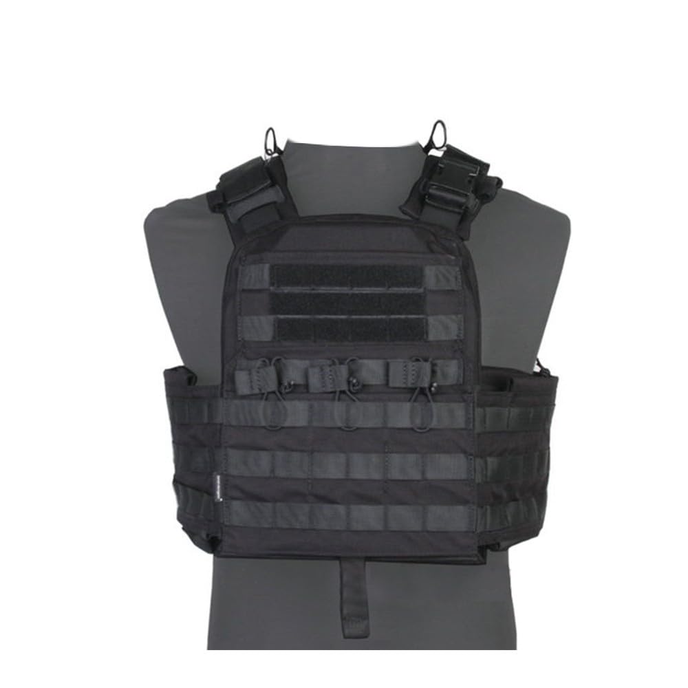 Chaleco militar tactico negro ajustable para equipo de caza y montañismo