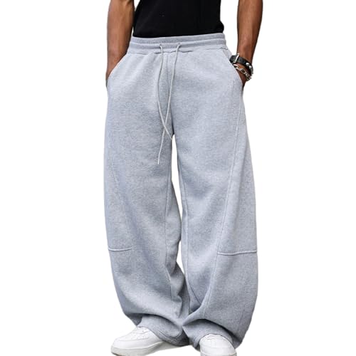 Estokap Mens Baggy Sweatpants Casual Loose Elastic Waist Pants Streetwear Joggers with Pockets Gray