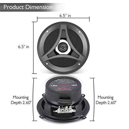 Lanzar 2-Way Universal Car Stereo Speakers - 180W Dual 6.5 Inch Universal Oem Quick Replacement Component Speakers Vehicle Door/Side Panel Mount Compatible, Pro Audio Car Speakers Dct65.2 Pair #TOP2