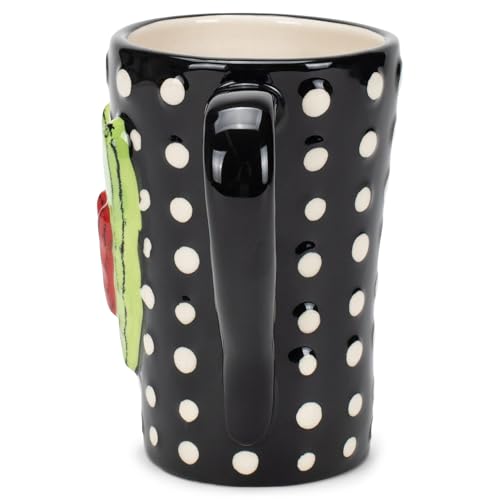 Taza de cerámica con puntos blancos y corazón rojo verde miniatura 3