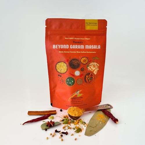 Padma's Beyond Garam Masala, Made in New York (Best Garam Masala) Curry Powder (Blend of 15 Spices) 100% Natural. Make Better Curries Than Restaurants. 6 Ayurvedic Tastes, Gluten Free & Non-GMO.