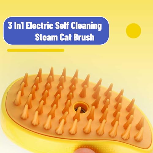 Steamer Brush for Cats Dogs, Upgrade 3 In1 Steamy Cat Brush, Electric Self Cleaning Cat Brush Steamer for Massage, Cat Hair Brush for Removing Tangled and Loosse Hair (Green)
