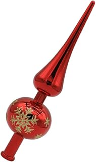 NUOBESTY Christmas Tree Topper Finial Shining Spherical Xmas Tree Finials Hand-painted Treetop German Christmas Tree Topper Classic Decorations
