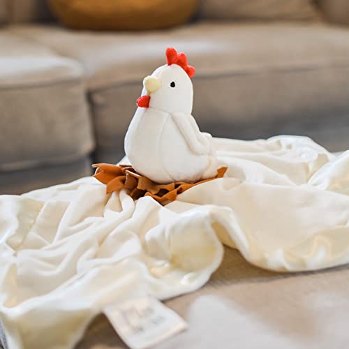 Image of Chicken Lovey Blanket for Baby | Large 20 inch x 20 inch Baby Lovey for Girls or Boys | Cute Chicken Security Blanket for Babies and Toddlers