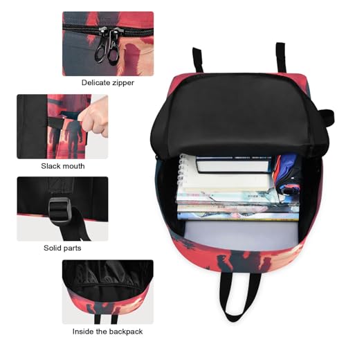 Backpack Lunch Box Set Large Capacity Travel Backpacks and Insulated Lunch Bag for Commute Hiking Picnic Sunset Beach Sasquatch Print3