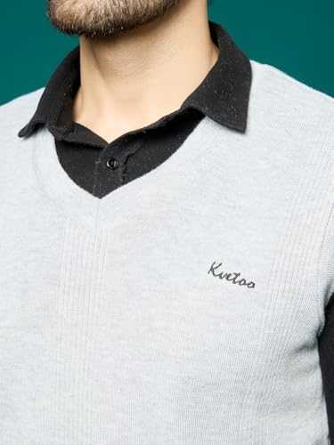 Image of Kvetoo V Neck Sleeveless Winter Wool Sweater for Men