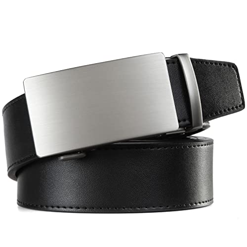 Founders & C Men's Ratchet Belt 1 3/8",Leather Dress Belt Adjustable with Click Sliding Buckle Trim to Exact Fit3