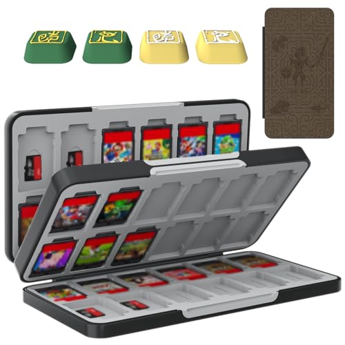 TiMOVO Funda para 48 Tarjetas de Juego para Nintendo Switch OLED 2021/Switch/Switch Lite, Funda de Cartucho para 48 Juegos con 4 Fundas para el Pulgar, Caja de Almacenamiento de Juego con patrón