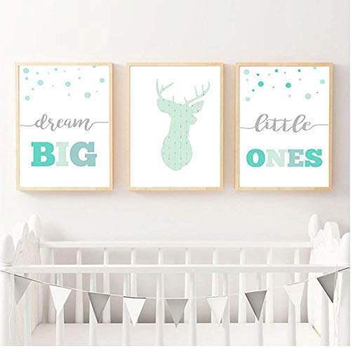 Art prints modulaire pour decoration maison avec grand cerf de reve enfant