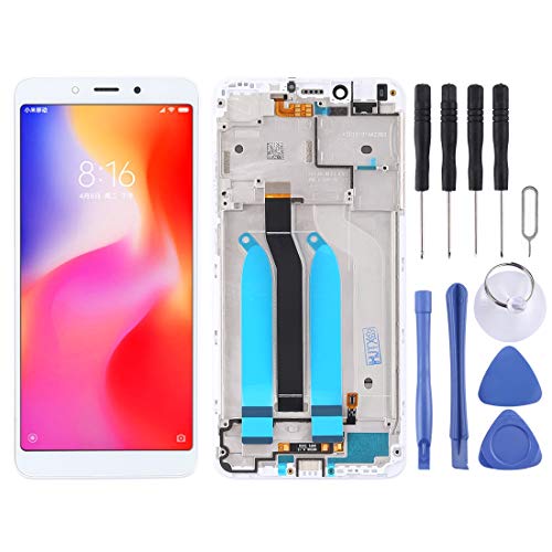 Zhouzl Pantalla LCD Xiaomi Pantalla LCD y ensamblaje Completo del digitalizador con Marco for Xiaomi Redmi 6A / Redmi 6 Pantalla LCD Xiaomi (Color : Blanco)