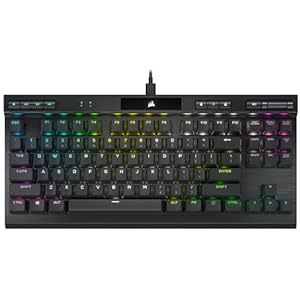 Corsair K70 RGB TKL CHAMPION SERIES Tenkeyless Optical-Mechanical Gaming Keyboard (OPX RGB Keyswitches, PBT Double-Shot Keycaps, Detachable USB-C Cable) QWERTY, NA Layout – Black