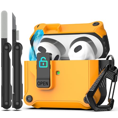 Image of RFUNGUANGO AirPods 3 Case with Lock Magnetic Lid, Yellow