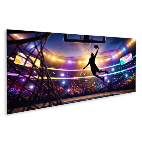 Toile basketball Slam Dunk pour salon en format panorama moderne