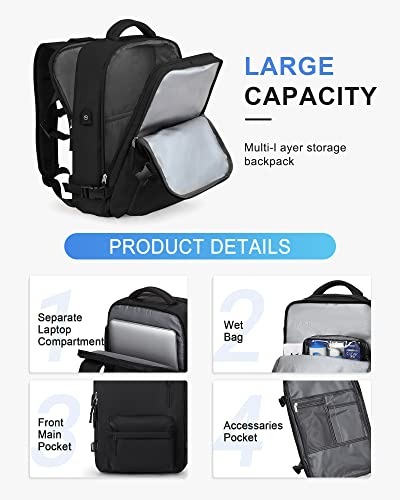 Vecave Travel Backpack For Women,Airline Approved Carry On Backpack Flight Approved,Waterproof 14 Inch Laptop Backpack With Shoe Compartment Casual Daypack Backpacks Black #TOP3