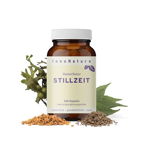 InnoNature MutterNatur Stillzeit Kapslen | Synergistische Kombination essentieller Vitamine und Mineralstoffe sowie wertvoller Pflanzenstoffe zur Begleitung der Stillzeit | 180 Stk Kpaseln