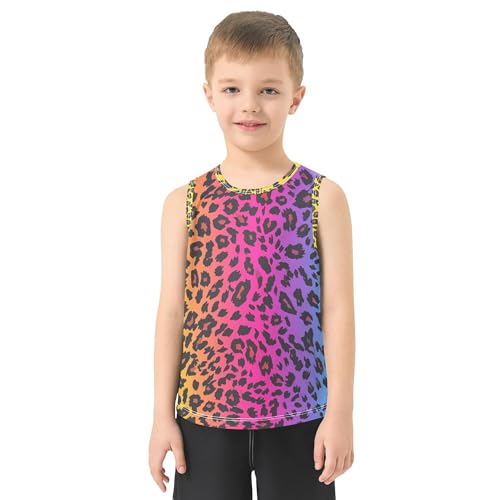 Leopard Rainbows Spots Tank Top for Children Sleeveless Casual Vest Tees Toddler Boy Shirts for Running Golf Hiking 3T2