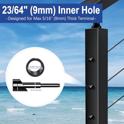 Image of 22Pack Black PVD Technology 33 Beveled Angle Washers for Stair Ends, Marine Grade T316 Angle Hardware, Beveled Edge Washer Max for 5 /16 inch Cable Railing Kit