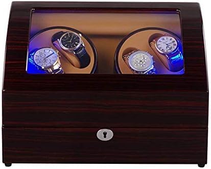 FENOKD Mechanical Watch Shaker Automatic Watch Winder Box, 4+6 Storage Position Watch Winder with Lock Quiet Motor 5 Rotation Modes LED Illumination Wood She