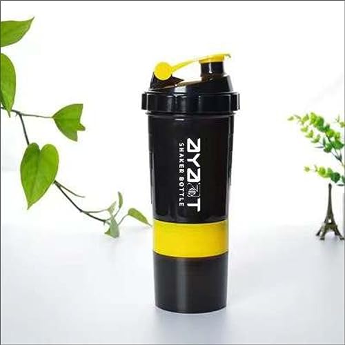 Ayaat Premium Shaker Bottle - 16oz, 500ML,Leak-Proof, BPA-Free - Perfectly Mix Protein Shakes & Smoothies - Your Fitness Companion - Black/Yellow