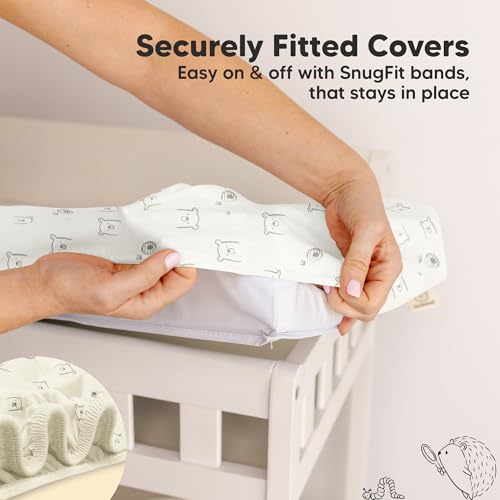 Image of 2-Pack Organic Changing Pad Covers for Girl, Boy,Neutral - 100% Cotton Changing Table Pad Cover,Soft Baby Nursery Diaper Changing Pad Sheets,Contour Changing Pads Liners,Change Pad Cover (Bumble Bear)
