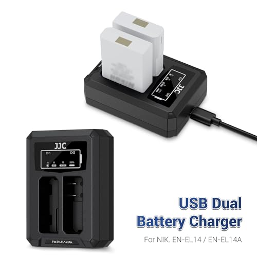 Image of JJC EN-EL14a EN-EL14 USB Battery Charger for Nikon D3400 D3500 D5600 D5500 | for Nikon D5300 D5200 D5100 D3300 D3200 D3100 Df Coolpix P7800 P7700 P7200 P7100 P7000 Cameras, Overheat & Overcharge Protect