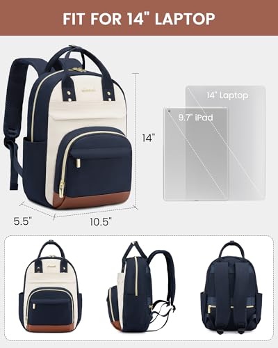 Image of LOVEVOOK Small Backpack Purse for Women, Mini Backpack, Light Weight Fashion Backpack for Daily Travel, Drak Blue-Beige-Brown
