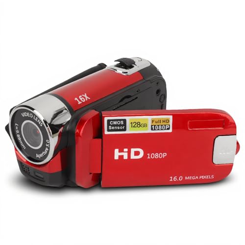 D90 Digital Camera,1080P 16MP Vlogging Camera, 16X Zoom HD Video Recorder, 2.4" Rotatable Screen & Fill Light, for Travel Wedding Campus (Red)-image-0