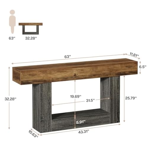 Tribesigns 63-Inch Rustic Console Table
