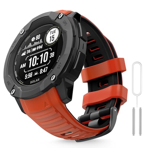 MYSNBKN 26mm Watch Strap for Garmin Instinct 2X/Instinct 2X Solar, Tactical Soft Silicone Replacement Strap with Adapter Tools