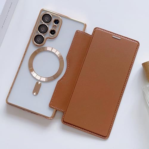 Étui transparent Samsung S25 Plus et S24 FE, la housse marron idéale pour voyager léger