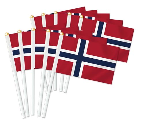 25 Stück Norwegen Handheld Flagge,Norweger Dekor Hand gehalten Hold Fahne, Dekoration Banner hand Norway
