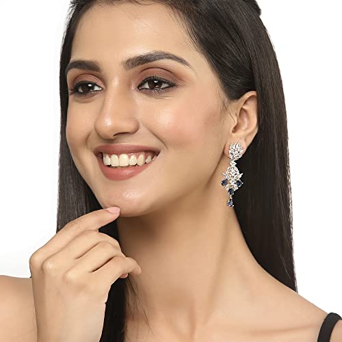 Rhodium-Plated Spiked Drop Earrings