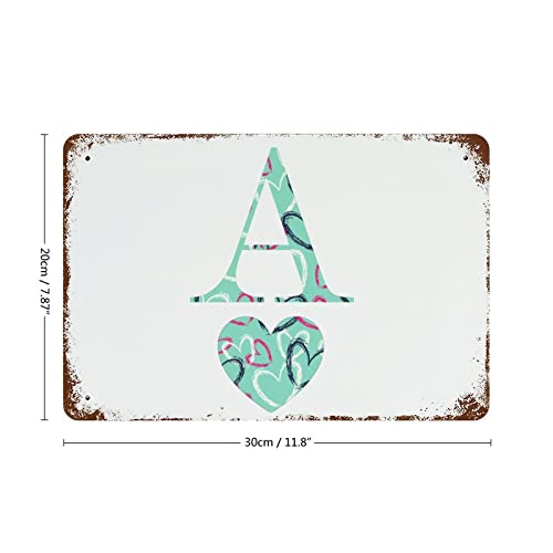 Panneau en métal vintage motif cœur monogramme déco Saint-Valentin - 3