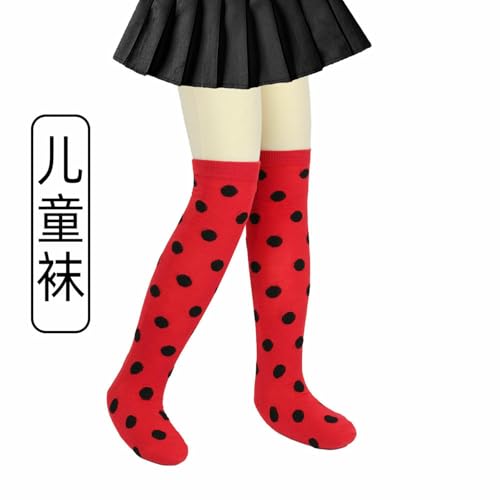 3 pairs - minimalist red and black polka dot knee socks2