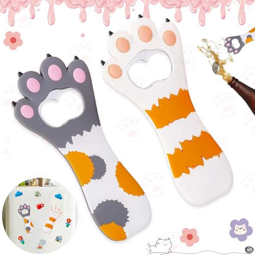 Brateuanoii 2 Pezzi Apribottiglie Carino Artigli Gatto, Apribottiglie Magnetico Per Birra, Apribottiglie Portatili, 3D Carino Animale Soda Bevande Apribottiglie, Animato Cartone Apri Birra Simpatico