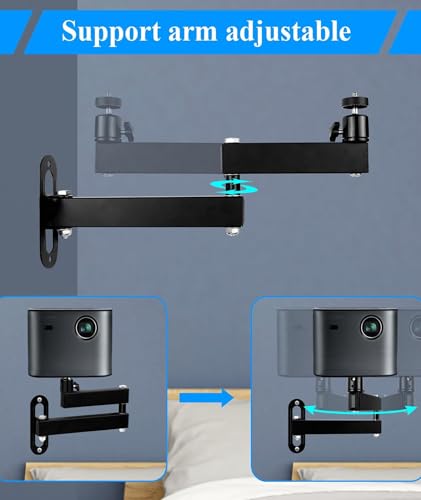 Image of Projector Stand Wall Mount, 360 Degree Adjustable Projector Wall Mount, Adjustable Ceiling and Wall Mount Bracket with 35cm Arms for Home Theater, Secure and Stable Installation