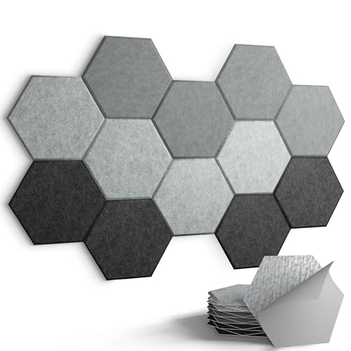 Image of Acoustic Panels, Magrowill 12-Pack Soundproof Wall Panels 14 X 12 X 0.4 Inches, Sound Absorbing Panels with Full Self-Adhesive, Interior Wall Decor Felt Tiles Board
