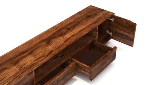 Image of THE WOODEN CITY Solid Sheesham Wood TV & Entertainment Unit for Living Room & Hotel Room and Office Furniture (Wood Finish 4)