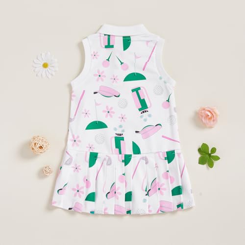 Toddler Baby Girl Golf Outfit Dress Sleeveless Golf Car Polo Dresses Casual A-Line Dress Zip Up Sprots Summer Dresses3