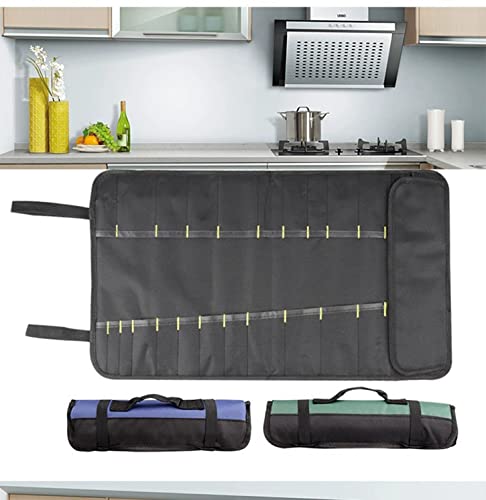 Senvitate Knife Roll, Chef's Knife Bag, 22 Knife Slots For Knives And Kitchen Utensils,Durable Knife Storage Case With Handle, Knife Carrier Perfect For The Traveling Chef (Blue) #TOP5