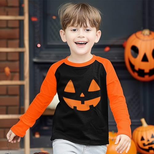 Halloween Shirts for Kids Long Sleeve Dancing Skeleton Graphic Tees Raglan Sleeve Trucks T-Shirt 2-7 Years2