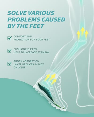 QBK Flat Feet Insoles, Arch Support Insoles for Plantar Fasciitis, Achilles Tendonitis, Bunion Relief, Metatarsalgia, and Bone Spur M - Image 3