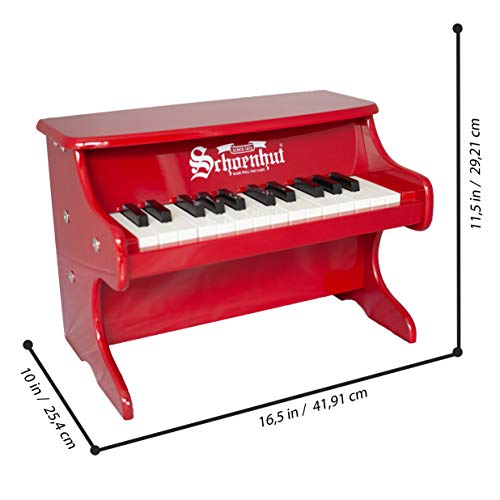 Schoenhut My First Piano II - 25 Keys Red Mini Keyboard Piano - Toddler Musical Instruments Promote Hand-Eye Coordination - 25 Tuned Baby Keys Piano Keyboard Toy for Kids - Piano Gift for Kids - Thumbnail 4