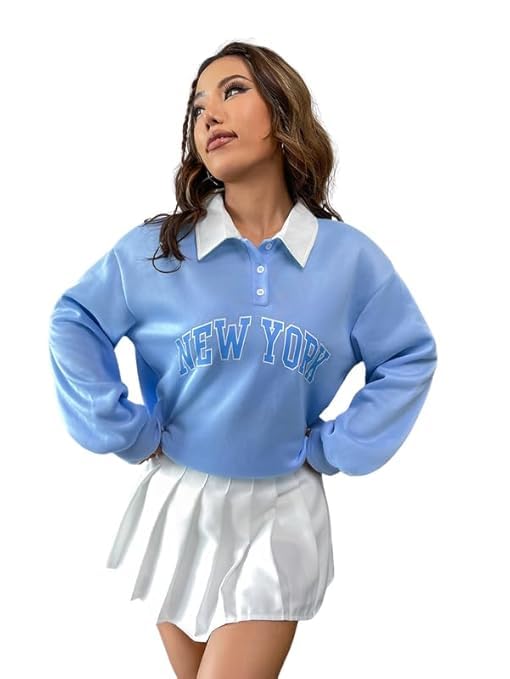 Womens Long Sleeve Button Collar Printed Pullover Hoodies Sweatshirts I Polycotton Hoodies for Gym, Travel & Everyday Wear | Warm & Comfortable Casual Wear-image-14