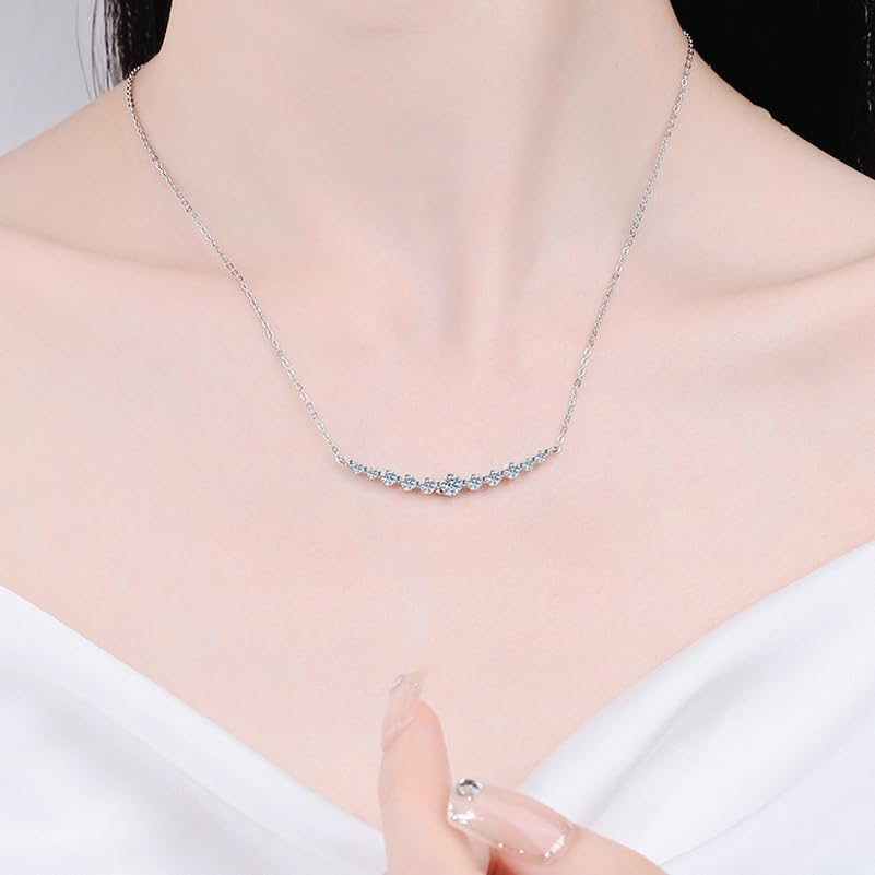 Image of Shining Diva Fashion Valentine Gift For Girlfriend Stylish Silver Plated Crystal Chain Pendant Necklace for Women and Girls